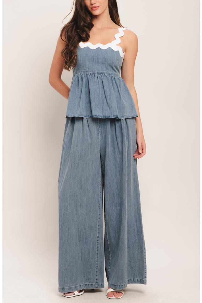 Rickrack Cotton Peplum Top, Alternate, color, LIGHT INDIGO