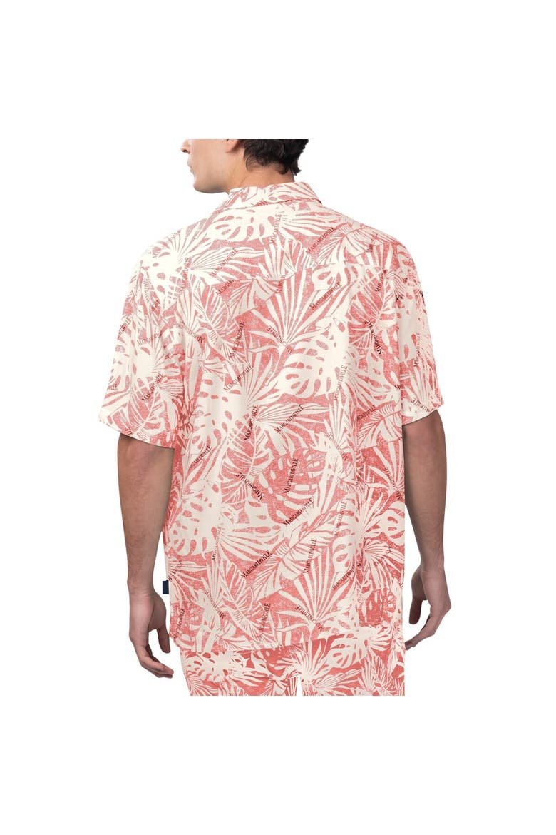 Men's Margaritaville Tan Arizona Cardinals Sand Washed Monstera Print Party Button-Up Shirt, Alternate, color, Cream