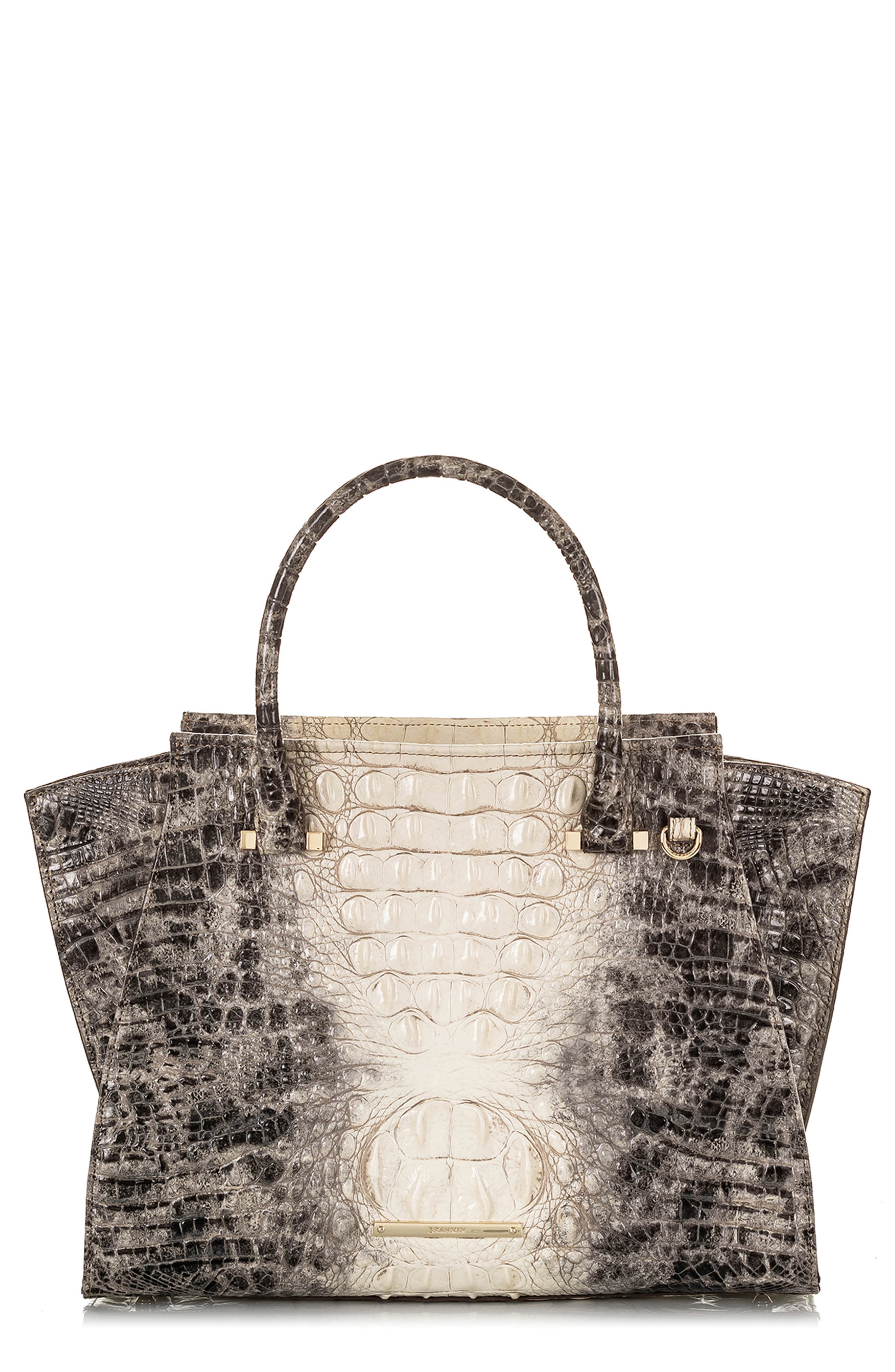 Brahmin 'Priscilla' Croc Embossed Leather Satchel, Main, color, 