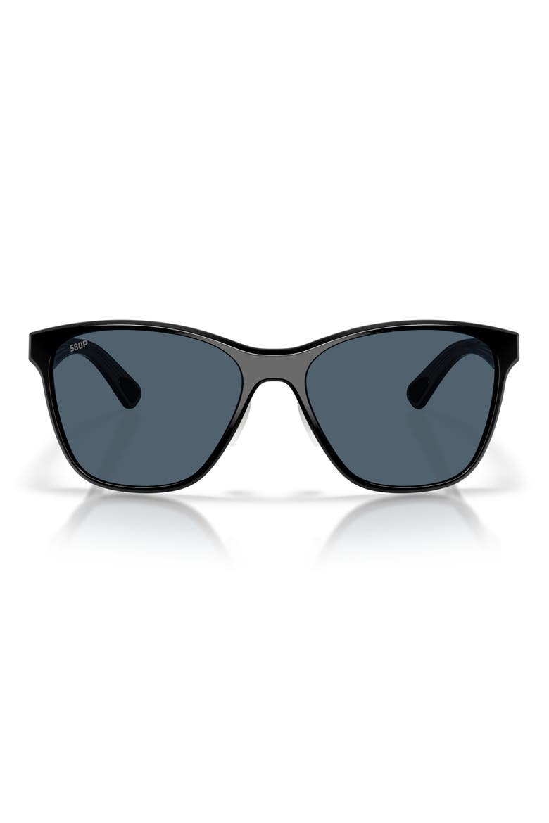 Luna Nueva 57mm Polarized Butterfly Sunglasses, Main, color, BLACK / GRAY