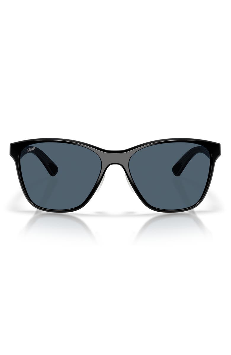 Costa Del Mar Luna Nueva 57mm Polarized Butterfly Sunglasses, Main, color, Black / Gray