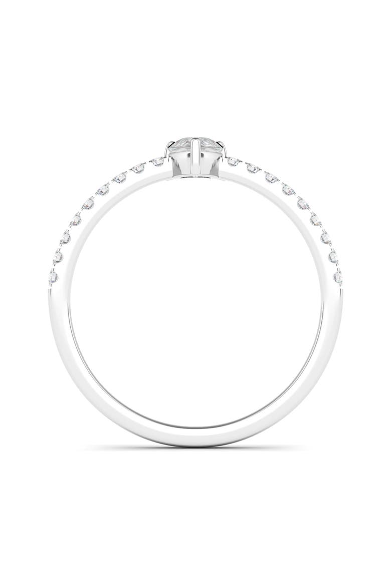 Lab Created Pear Diamond & Pavé 14K Gold Ring, Alternate, color, WHITE GOLD
