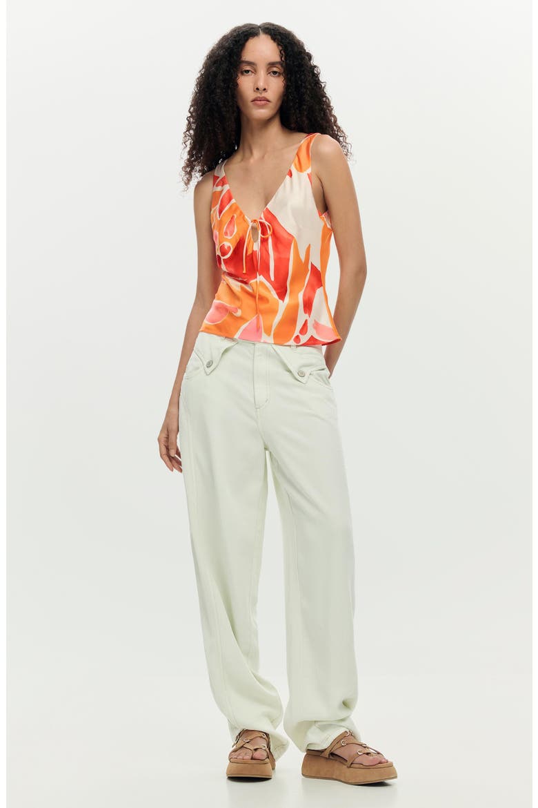 Tie Front Sleeveless Tank, Alternate, color, ORANGE