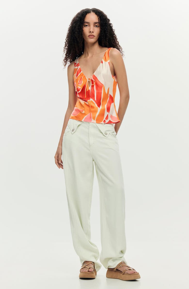 Desigual Tie Front Sleeveless Tank, Alternate, color, 