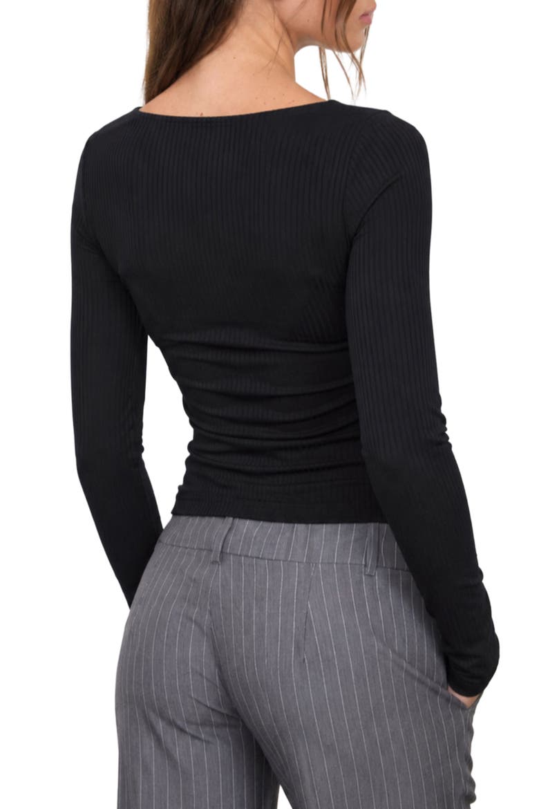 Boat Neck Long Sleeve Rib Top, Alternate, color, BLACK
