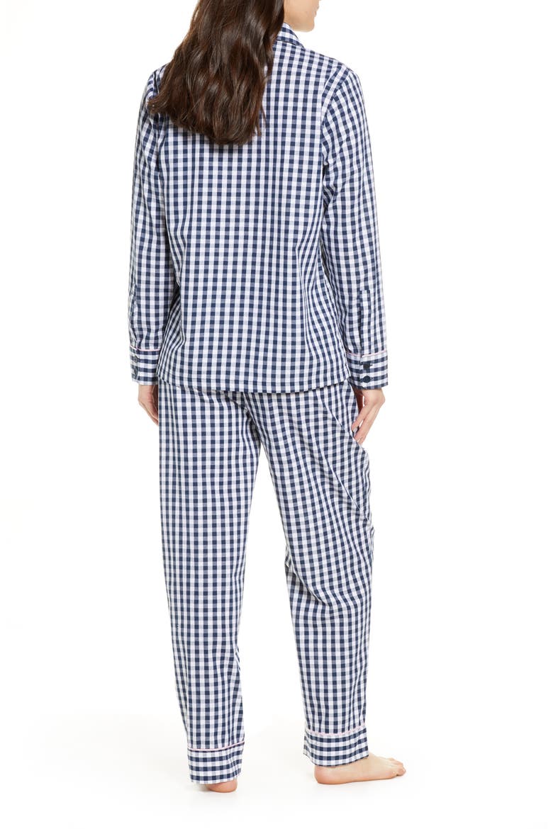 Gingham Cotton Pajamas, Alternate, color, NAVY GINGHAM