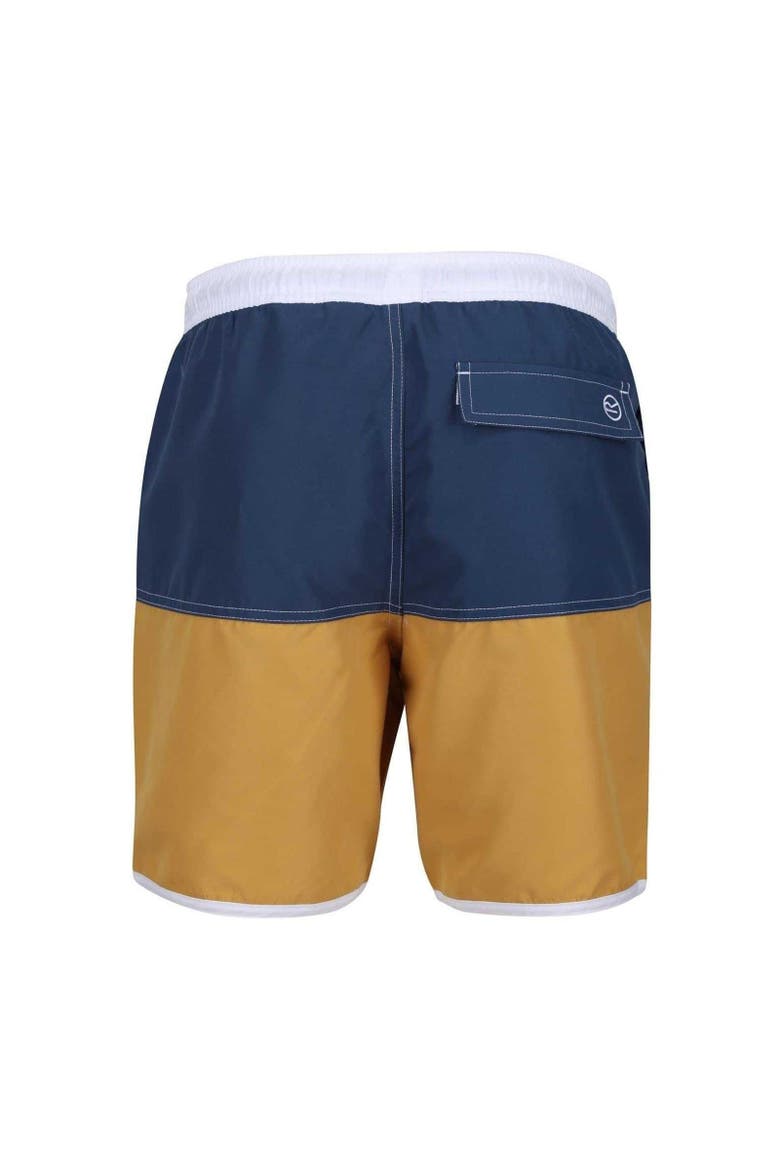 Benicio Swim Shorts, Alternate, color, Dark Denim and Gold Straw
