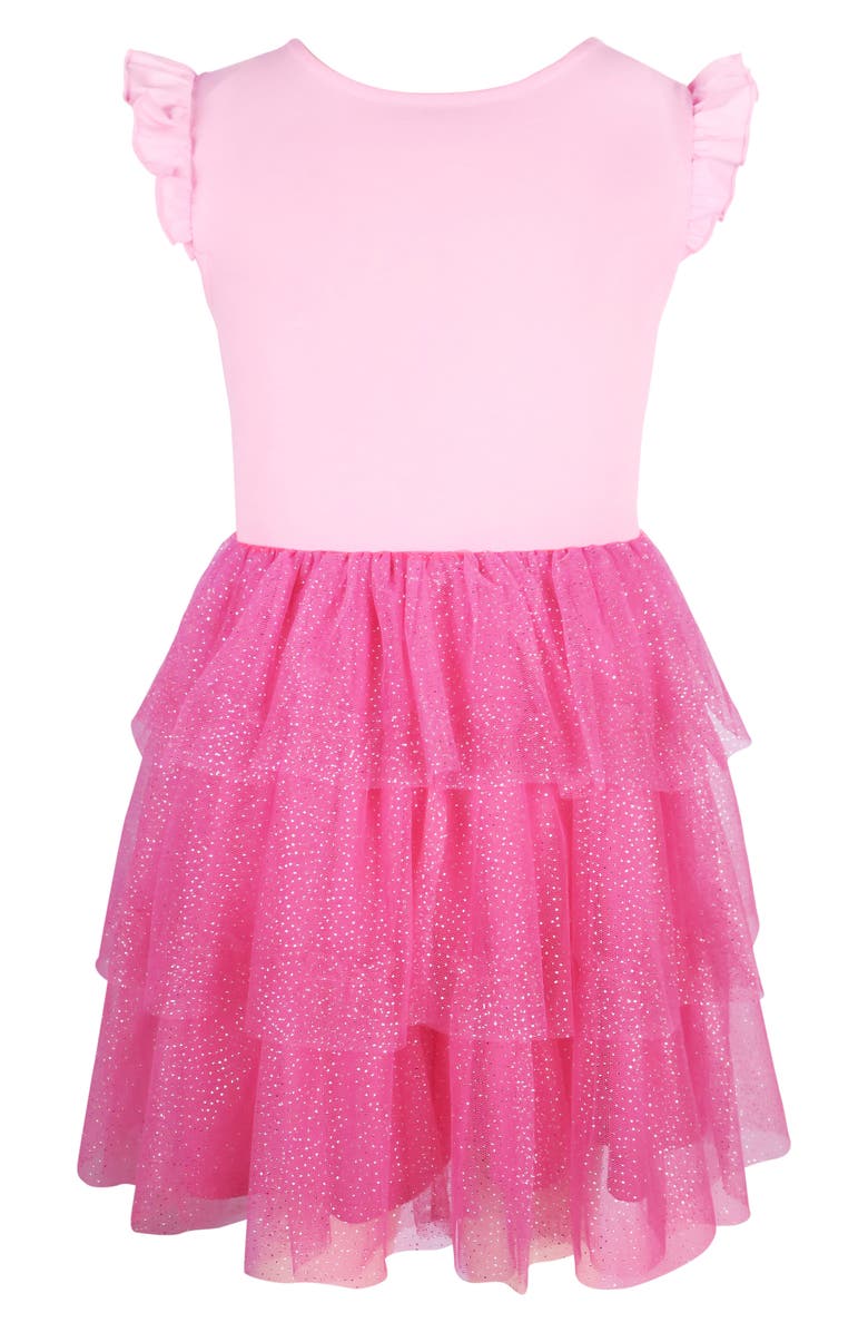 Zunie Kids' Butterfly Ruffle Sequin Tiered Dress, Alternate, color, Pink