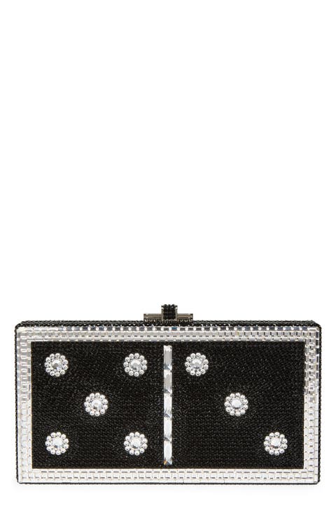 Sleek Rectangular Domino Crystal Clutch