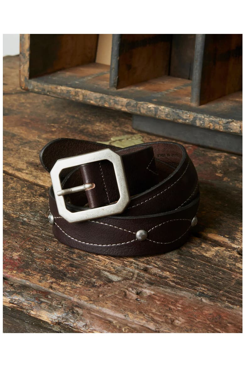 Oregon Leather Belt with Squared Buckle, Main, color, TESTA MORO