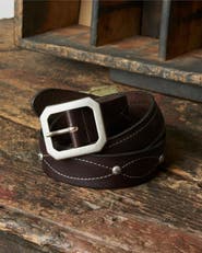 Fortela Oregon Leather Belt with Squared Buckle
