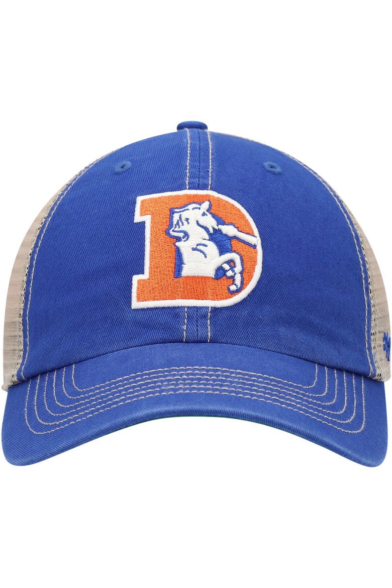 Men's '47 Royal/Natural Denver Broncos Legacy Trawler Trucker Clean Up Snapback Hat, Alternate, color, Royal