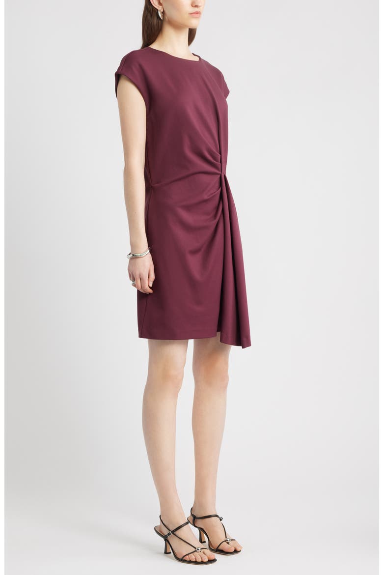 Pleated Ponte Minidress, Alternate, color, BURGUNDY ROYALE