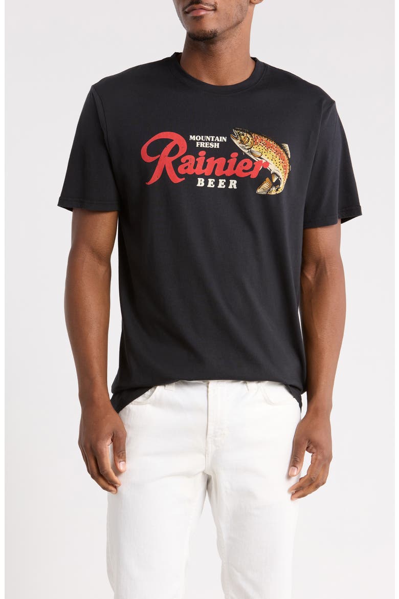 Rainier Brew Fish Cotton Graphic T-Shirt, Main, color, BLACK