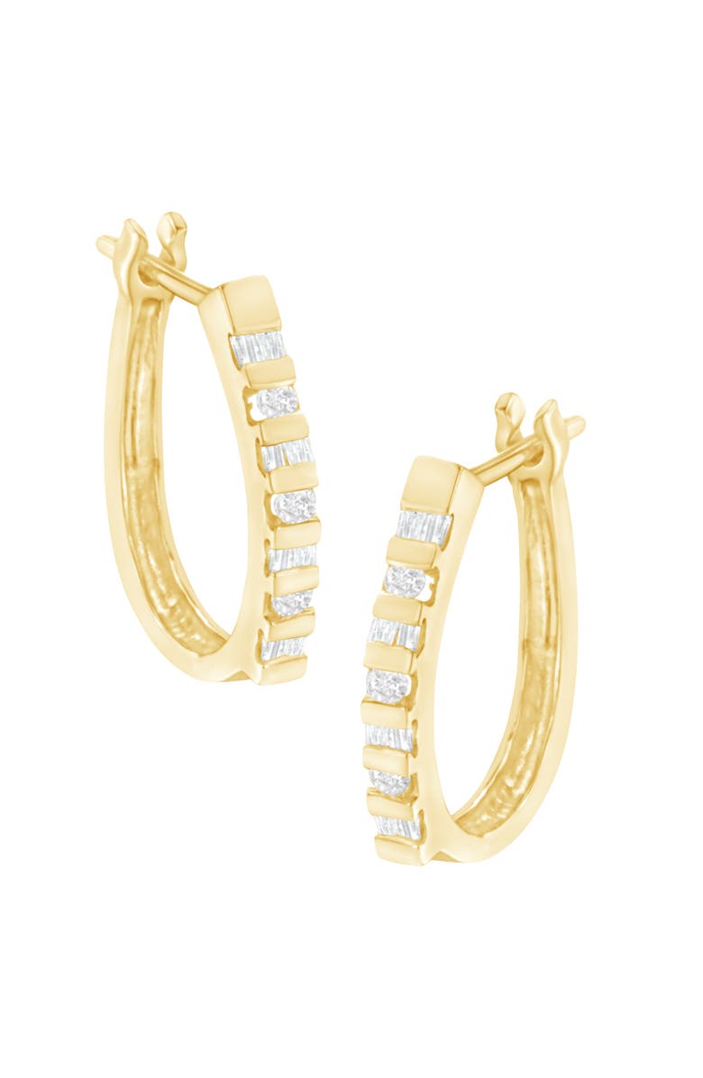 Haus of Brilliance 10K Yellow Gold Diamond Oblong Hinged Leverback Hoop Earrings, Main, color, Yellow