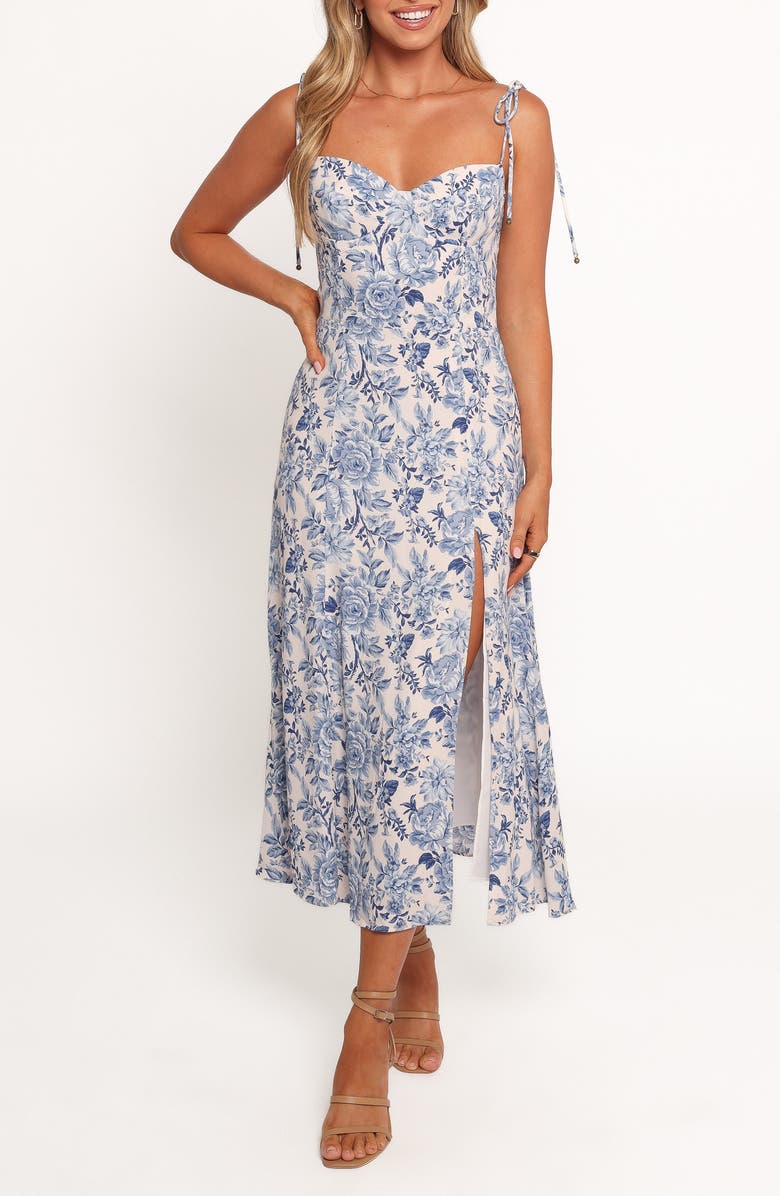 Petal & Pup Azura Floral Tie Strap Maxi Dress, Main, color, Parisian Blue