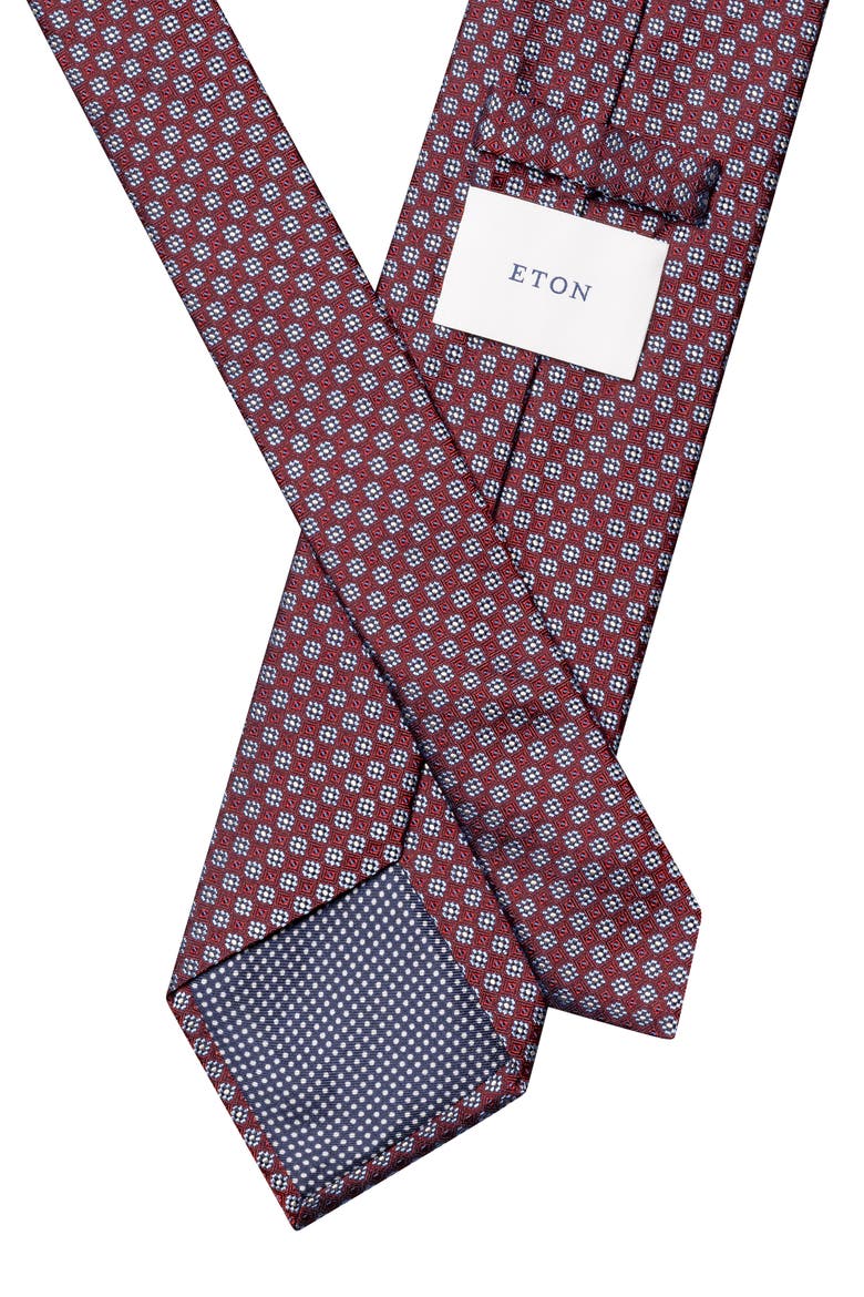 Micro Floral Silk Tie, Alternate, color, RED