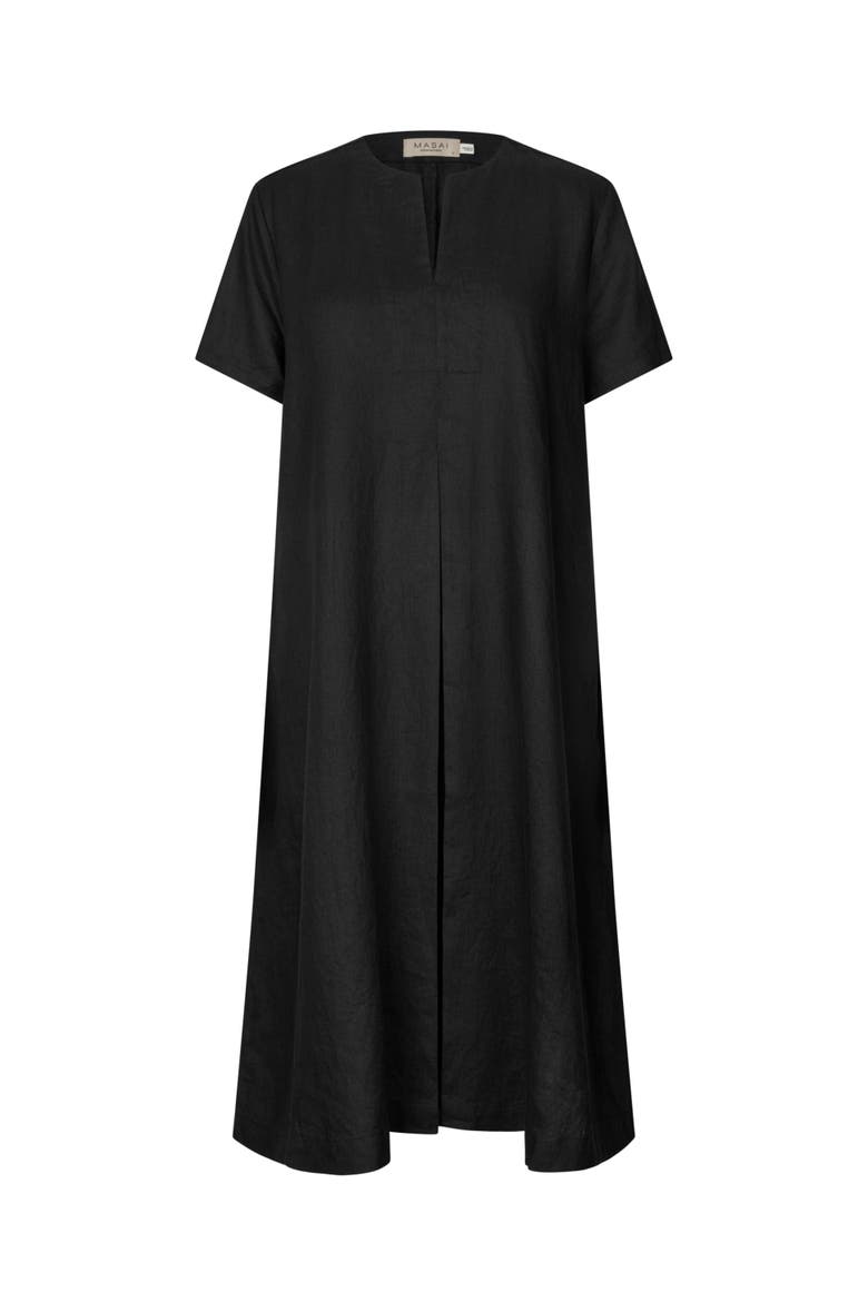 Manipani Linen Tunic Dress, Alternate, color, Black