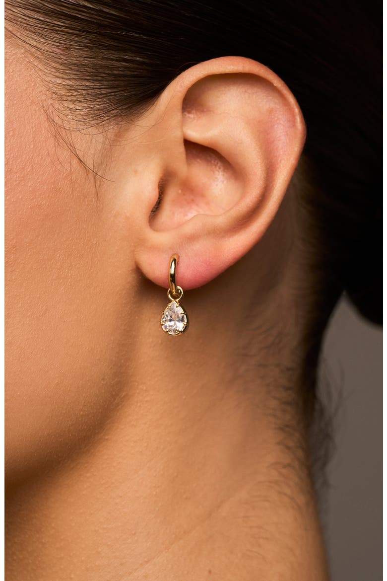 Estelle Cubic Zirconia Drop Earrings, Alternate, color, GOLD