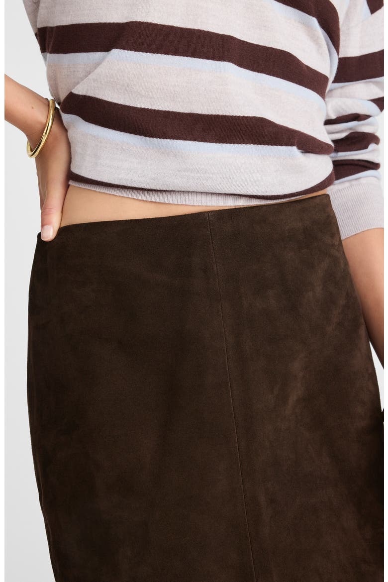 Suede Column Skirt, Alternate, color, DARK CAROB