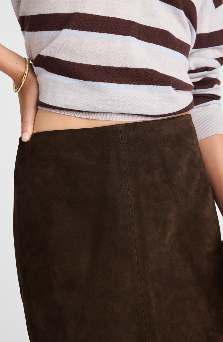 Madewell Suede Column Skirt, Alternate, color, Dark Carob