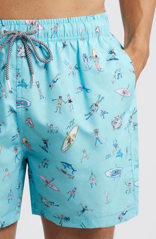 Boardies Sea Folk Mid Length Swim Trunks In Blue