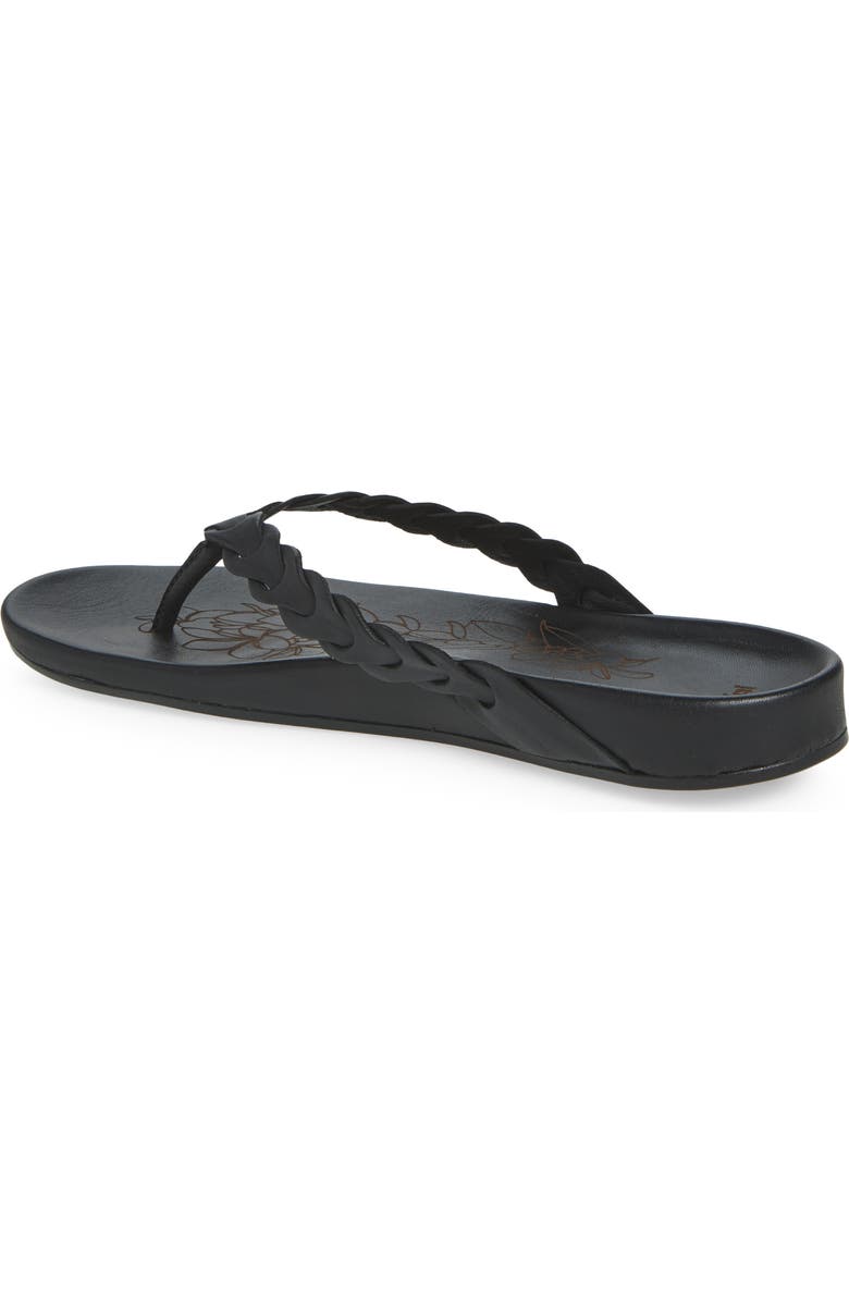 OluKai Lei Leather Flip Flop, Alternate, color, Lava Rock / Lava Rock