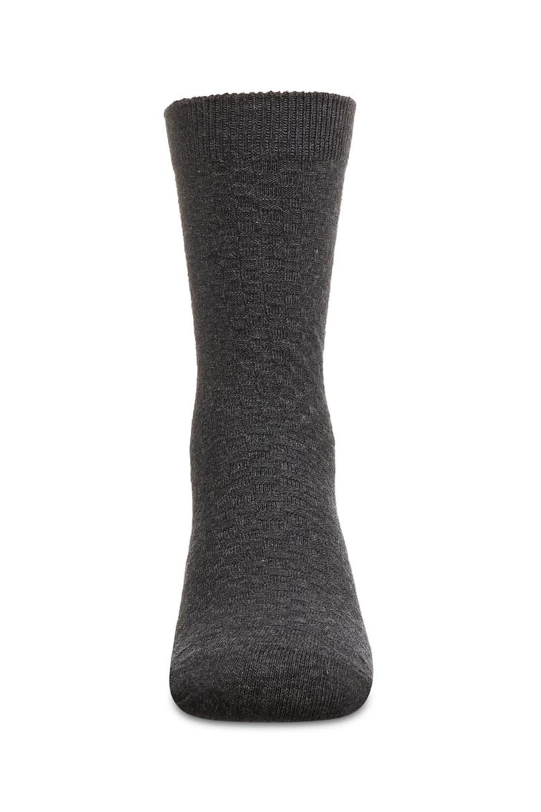 Boys Basket Weave Patterned Combed Cotton Crew Socks, Alternate, color, Gray
