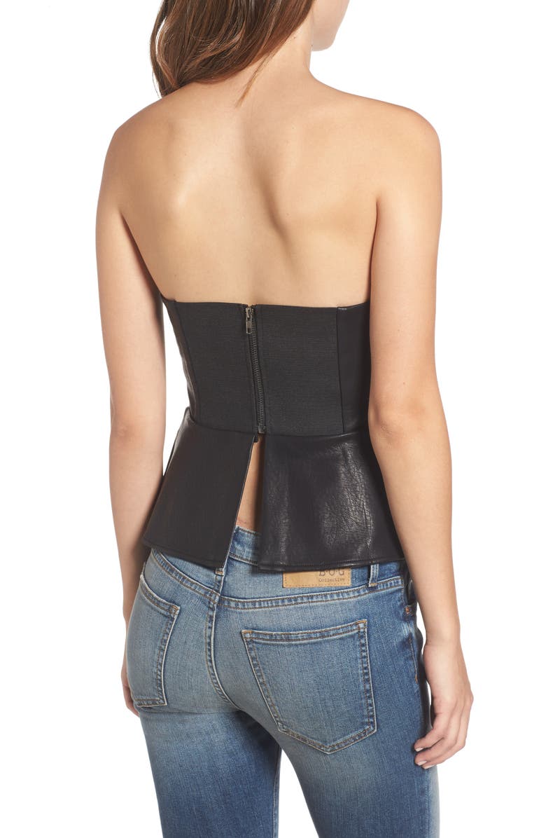 J.O.A. Faux Leather Bustier, Alternate, color,
