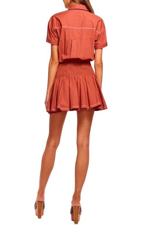 Ramy Brook Georgia Cotton Poplin Short Sleeve Mini Dress In Orange