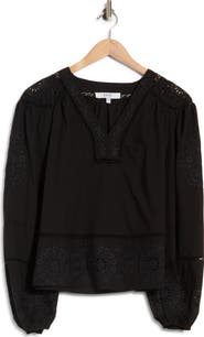 Joie Embroidered Blouson Sleeve Top