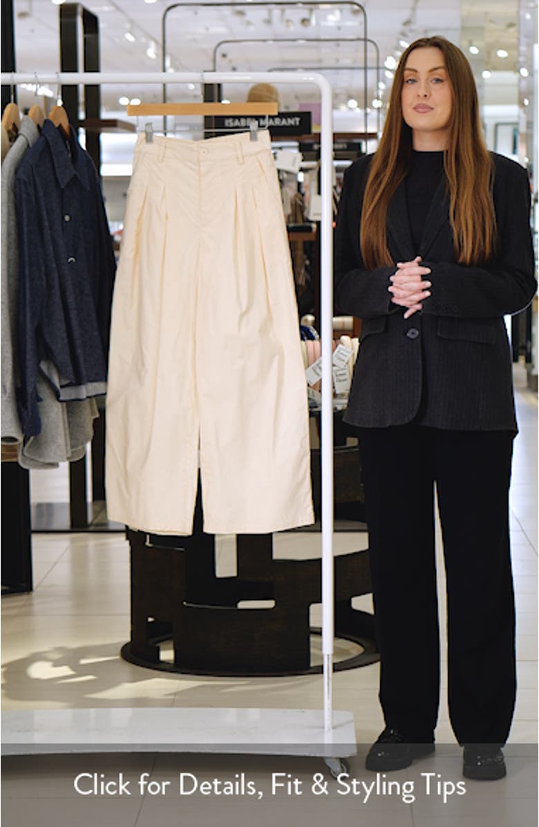 Pleated High Waist Crop Wide Leg Cotton Pants, sales video thumbnail