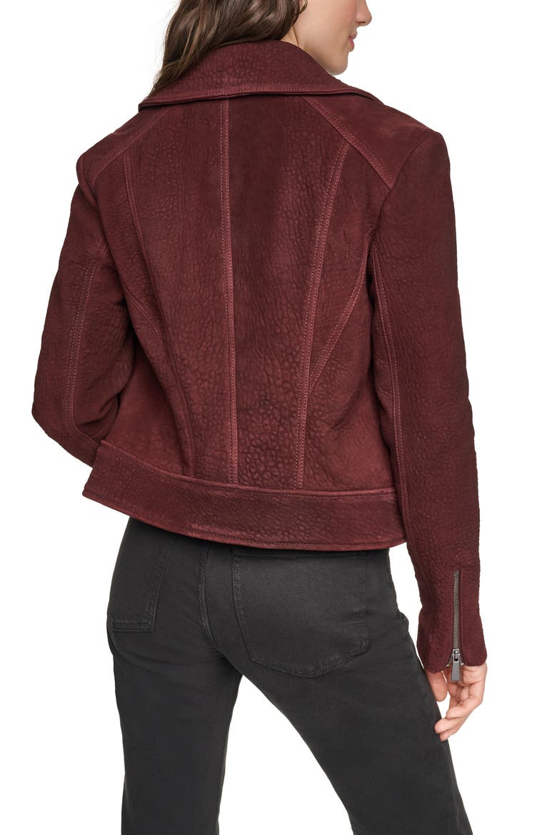 Heritage Castile Nubuck Leather Moto Jacket, Alternate, color, AUBERGINE