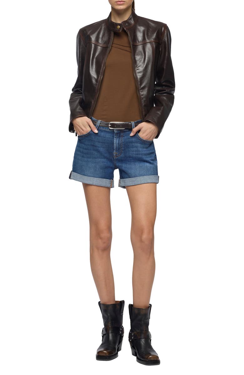 7 For All Mankind Midroll Stretch Denim Shorts, Alternate, color, Vanity