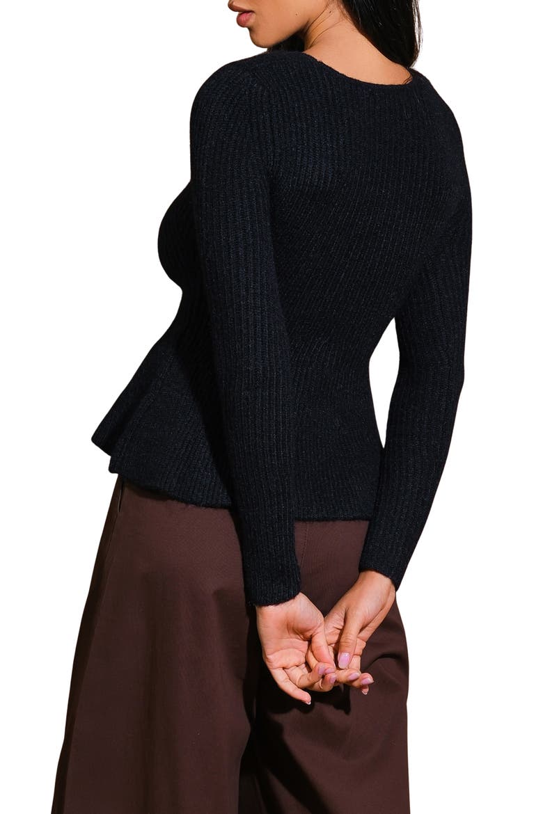 Sweater Knit Long Sleeve Top, Alternate, color, BLACK