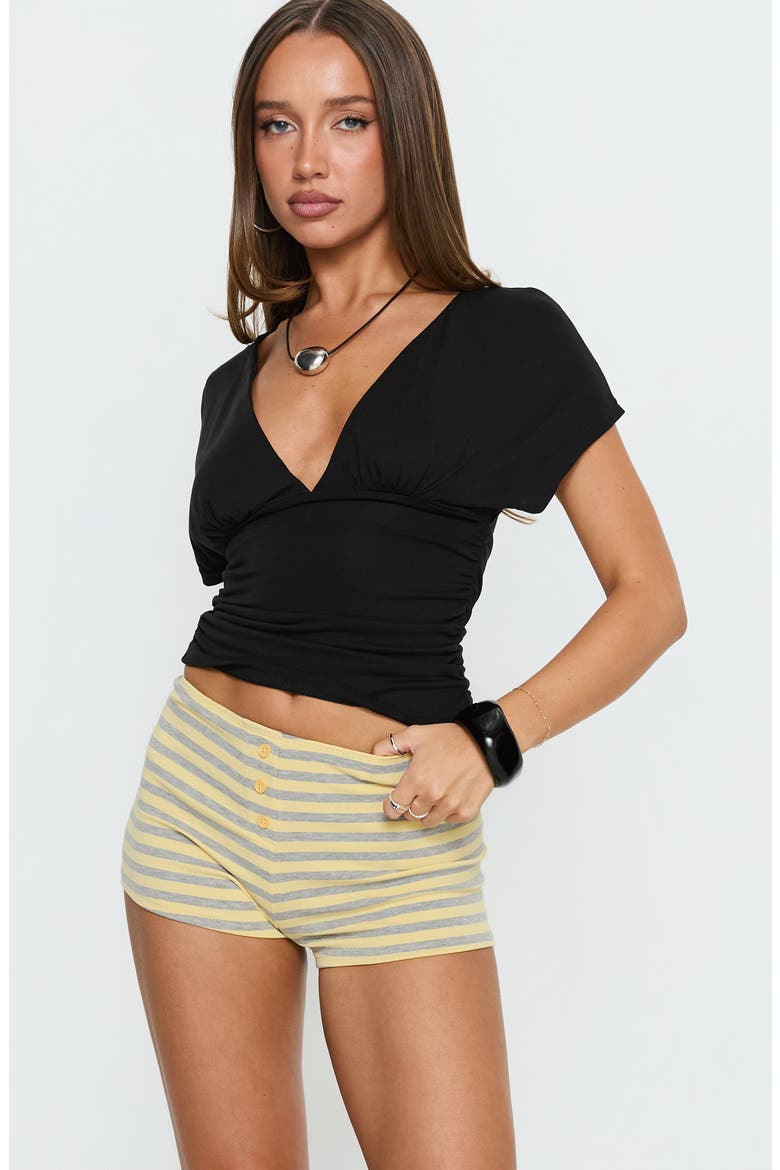 Azazel Button Detail Striped Micro Shorts, Alternate, color, YELLOW