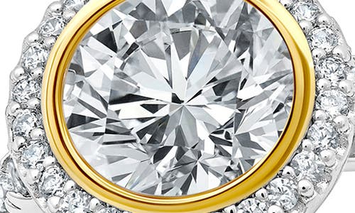 Crislu Two-tone Halo Ring In Metallic