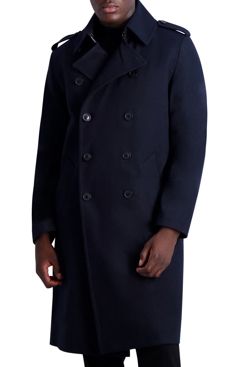 KARL LAGERFELD PARIS Trench Coat, Alternate, color, Navy
