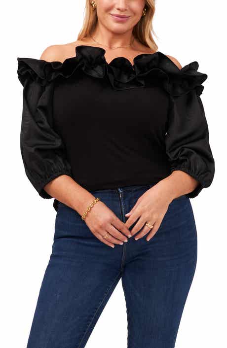 Vince Camuto Mixed Media Off the Shoulder Blouse