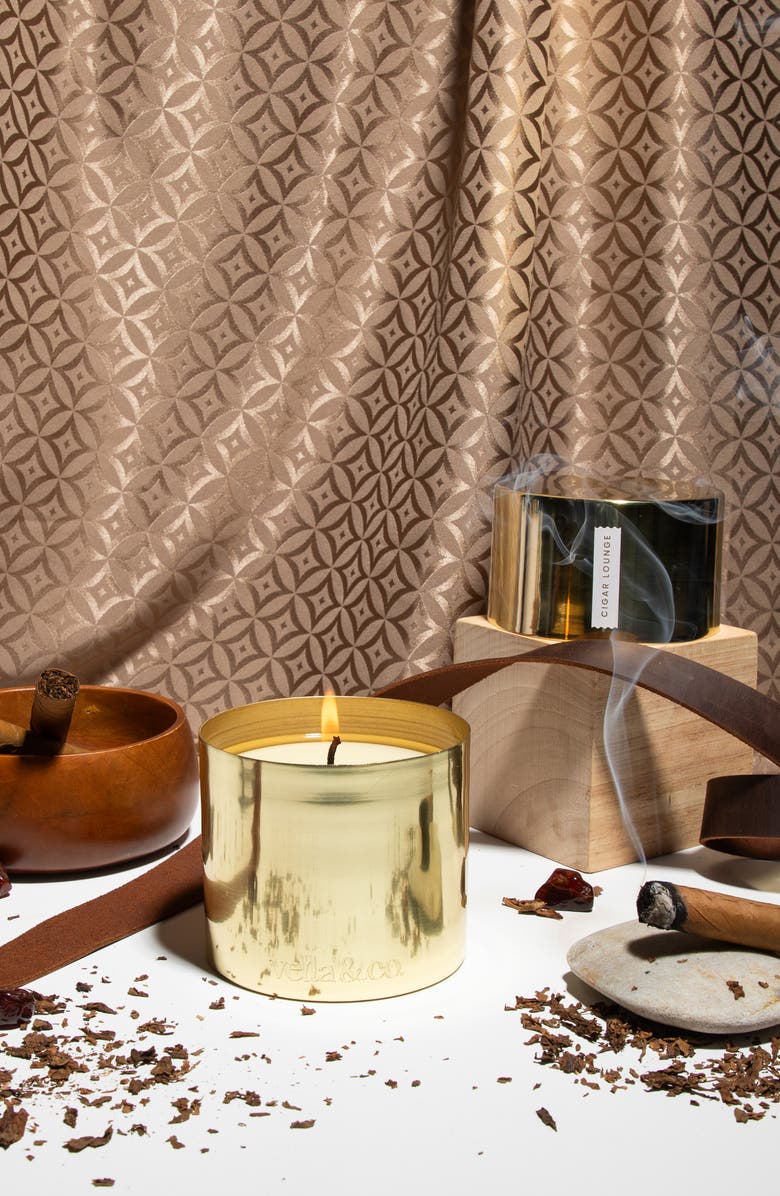 Vella & Co. by Vellabox Single Wick Lidded Jar Scented Candle, Alternate, color, Cigar Lounge - Gold