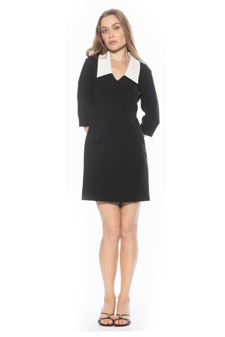 Isolde Colorblock Collared Dress, Alternate, color, BLACK