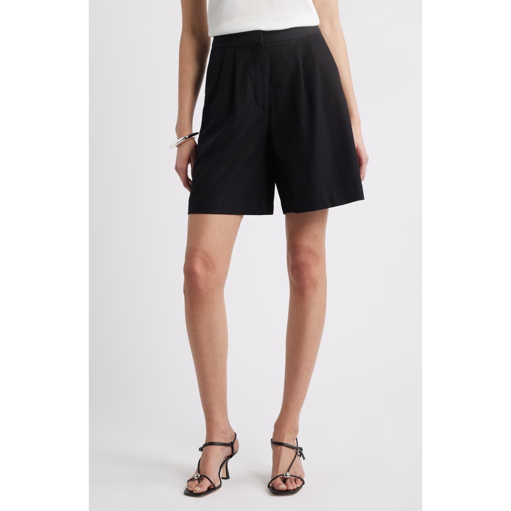 Nordstrom Pleat Front Trouser Shorts In Black