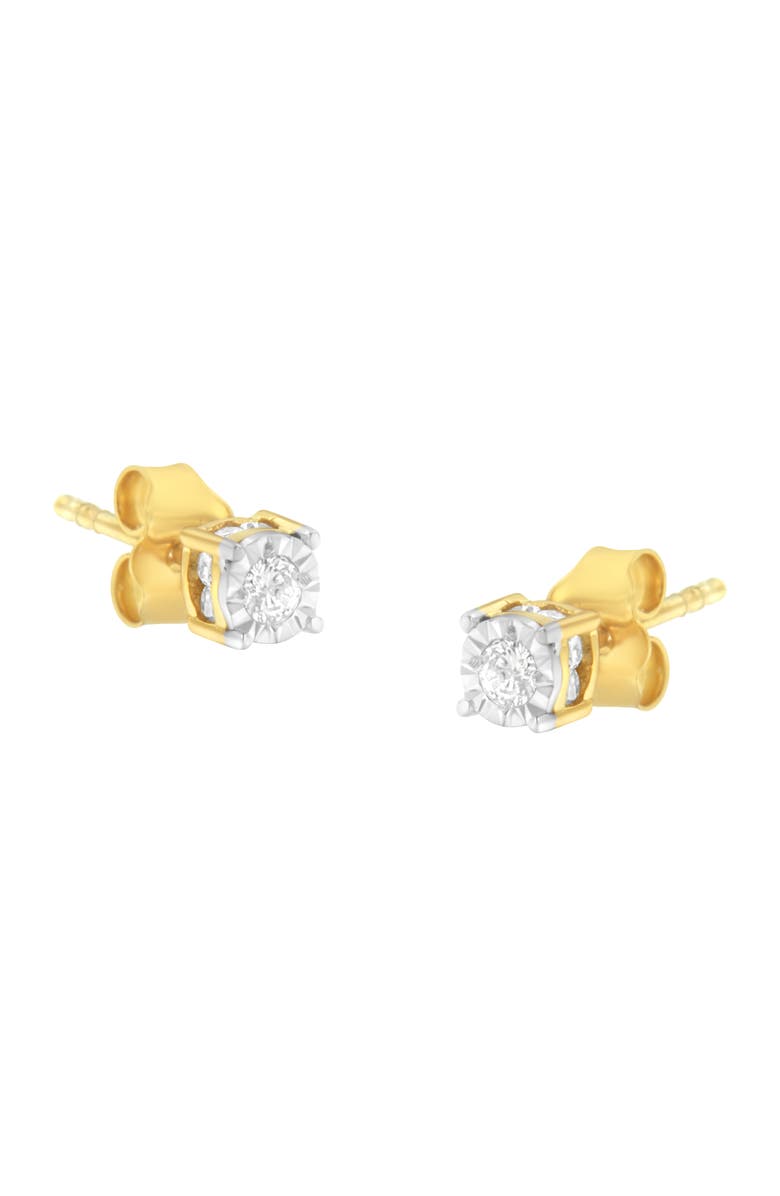 Haus of Brilliance Yellow Plated Silver 1/4 Cttw Diamond Stud Earring, Main, color, Yellow