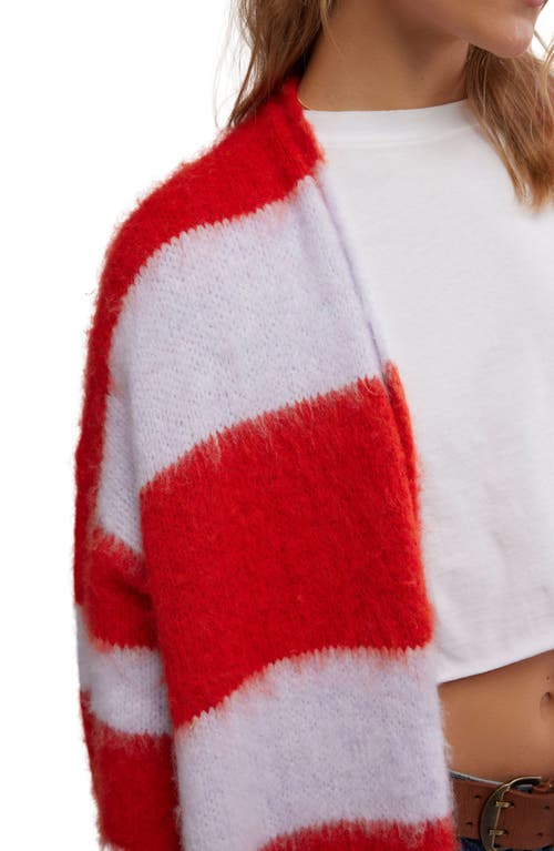 Free People Mantra Stripe Oversize Longline Cardigan In Poppy Ice Combo