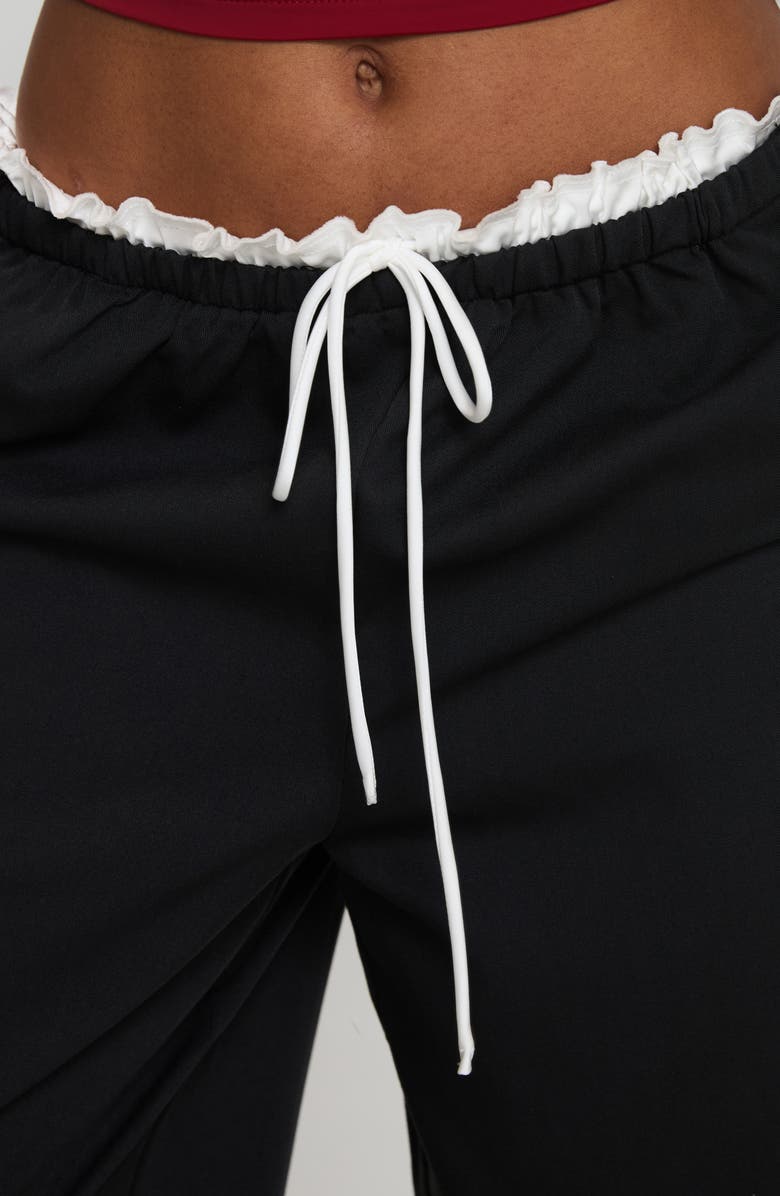 Princess Polly Pilly Lace Detail Drawstring Pants, Alternate, color, Black