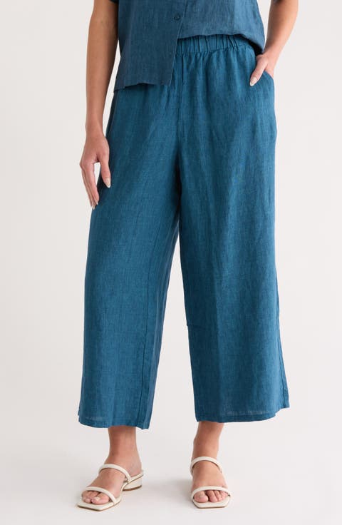 Organic Linen Crop Wide Leg Pants