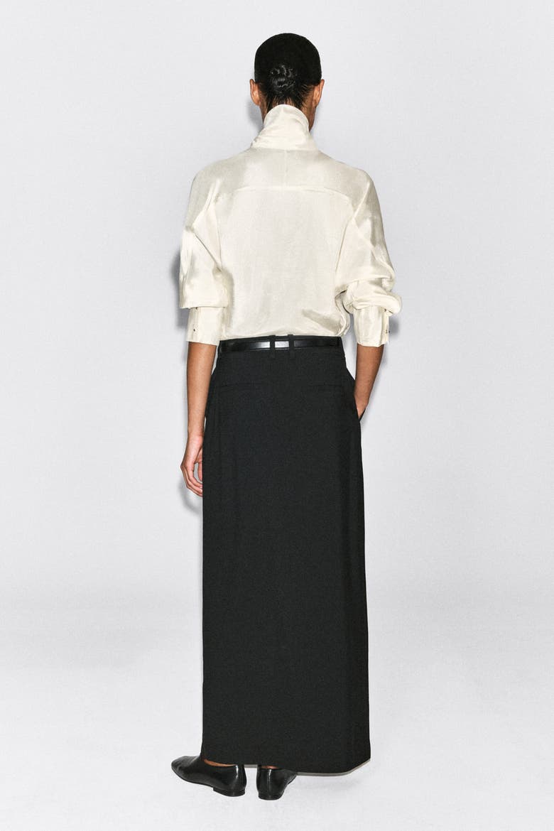 Pleated Tailored Maxi Skirt, Alternate, color, BLACK