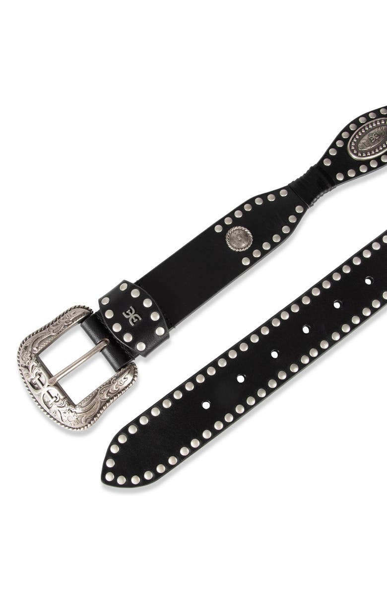Sam Edelman Studded Scallop Leather Belt, Alternate, color, Black