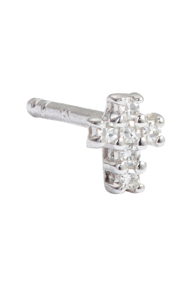 Diamond Cross Stud Earrings, Alternate, color, WHITE