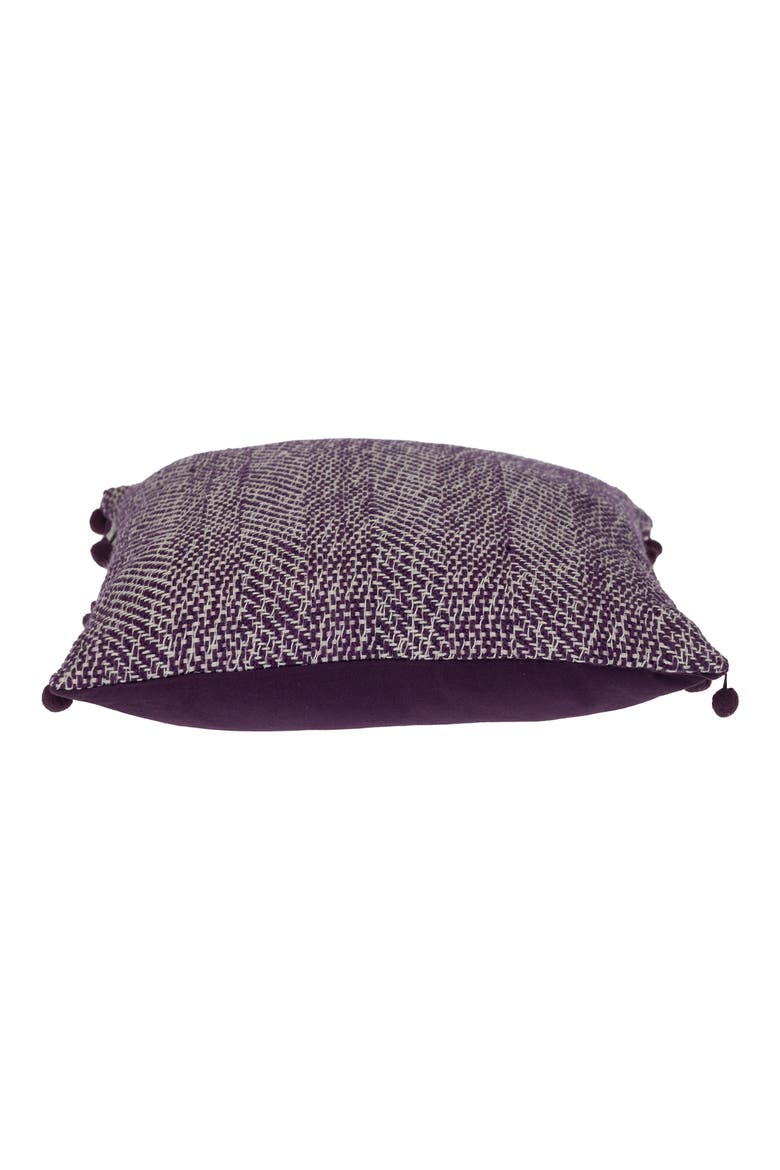 Pom Pom Trim Square Accent Pillow, Alternate, color, PURPLE